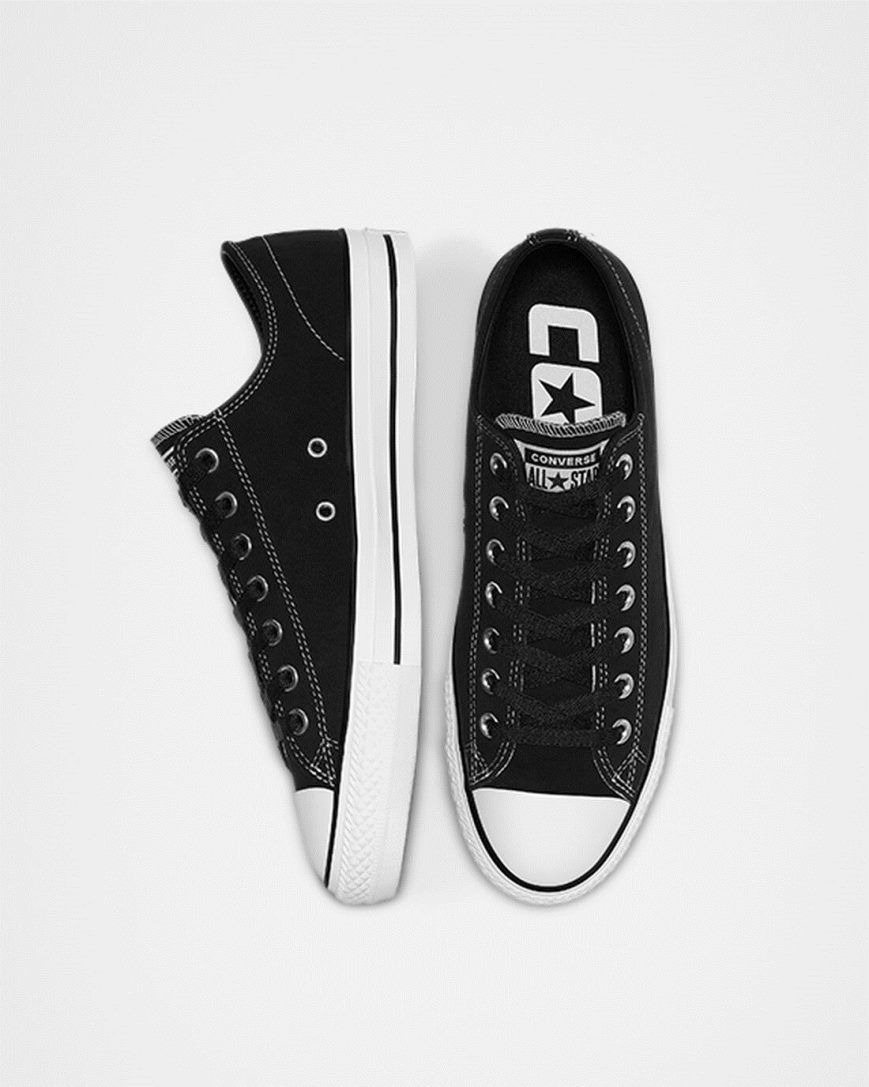 Bascheți Barbati Converse CONS Chuck Taylor All Star Pro Piele Intoarsa Negrii Albi | RO LAFEK216